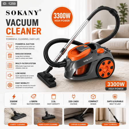 مكنسة سيارة فلتر 3300 واط SOKANY