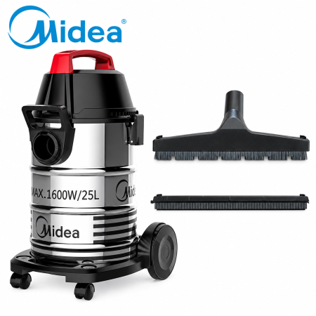 مكنسة MIDEA برميل ستانلس ستيل 25 لتر