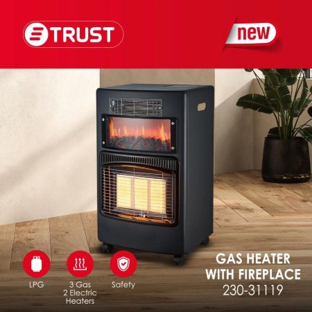 صوبة غاز TRUST غاز + كهربا هواء ساخن + ديكور نار 