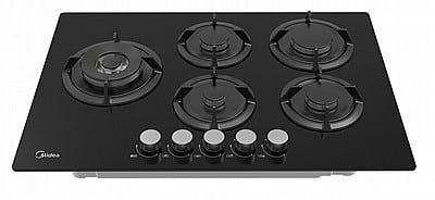 غاز MIDEA 75 سم 5 عيون زجاج اسود